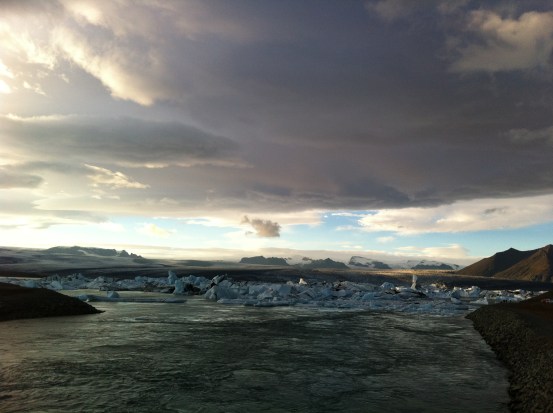 a magical place of floating icebergs under the glacier