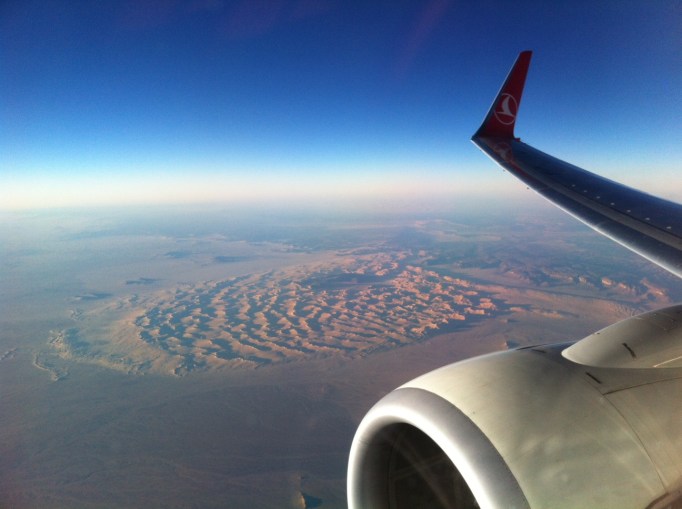 flying over the Sahara with Turkish Airlines