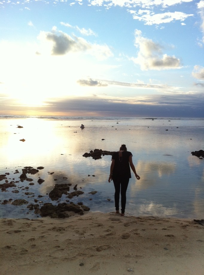 my only dry, visible sunset from Rarotonga backpackers' beach