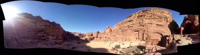 Petra's many caves and stone-carved facades