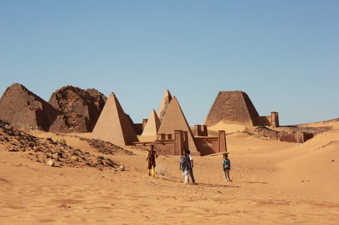 at the pyramids in Meroe Royal cemetery, aka Al Ahram near Bajrawiya